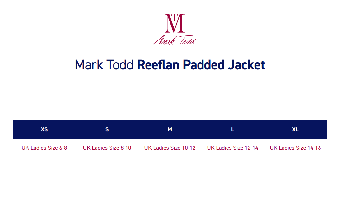 Mark todd shop reeflan padded jacket